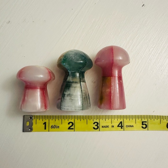 Set of 3 Customized Pink/Green Agate Mushroom Crystals - Picture 6 of 7
